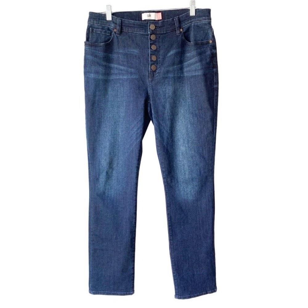 Cabi Button Fly Straight Jeans Size 12 Blue Denim Size 12 High Rise